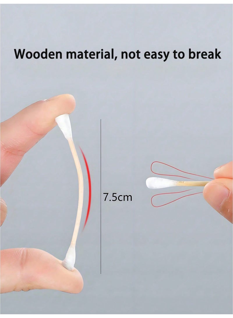 500-Pieces Round and Pointed Double End Cotton Swabs Paper Sticks Biodegradable Hypoallergenic Cleansing Care Beauty Makeup Tools (White) - Image 3