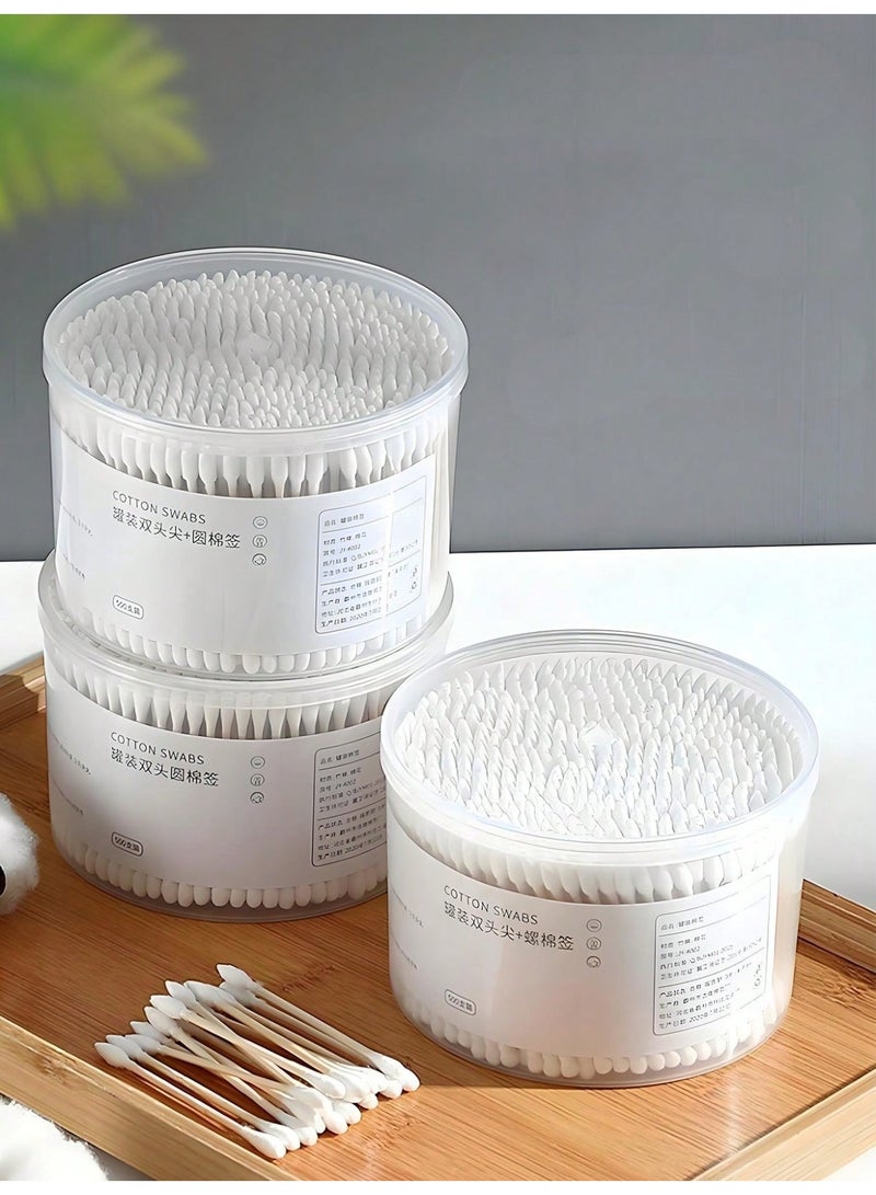 500-Pieces Round and Pointed Double End Cotton Swabs Paper Sticks Biodegradable Hypoallergenic Cleansing Care Beauty Makeup Tools (White) - Image 2