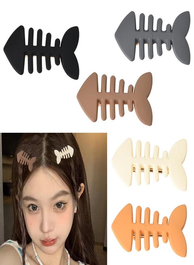Guqqeuc Fish Bone Hair Clips Cute Fish Shaped Hair Barrettes for Women Girls Geometric Hairpins for Short Long Hair Accessories Fishbone Alligator Hair Clips for Teen Girls 5 PCS - Image 1