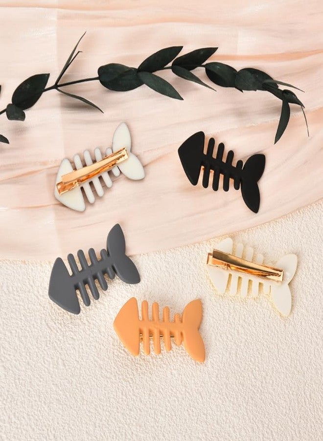 Guqqeuc Fish Bone Hair Clips Cute Fish Shaped Hair Barrettes for Women Girls Geometric Hairpins for Short Long Hair Accessories Fishbone Alligator Hair Clips for Teen Girls 5 PCS - Image 4