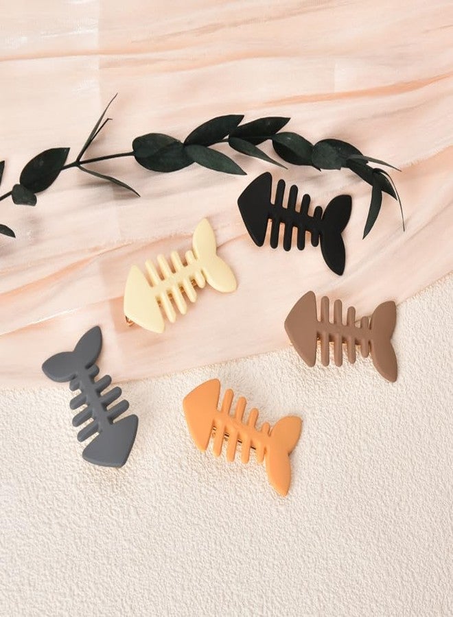 Guqqeuc Fish Bone Hair Clips Cute Fish Shaped Hair Barrettes for Women Girls Geometric Hairpins for Short Long Hair Accessories Fishbone Alligator Hair Clips for Teen Girls 5 PCS - Image 3
