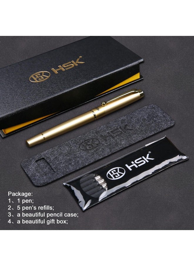 HSK - Ballpoint Pens Luxury Gift Pen Black Refill Line Width 0.5Mm,Best Ball Pen Gift Set For Men & Women Professional Executive,Office,Nice Pens Classy Gift Box (Gold) - Image 1