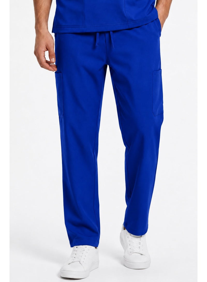 FITUP Men's Medical Scrub  Set | LMS 500  | V-Neck | 9 Pockets | Breathable | Lightweight | Hospital Uniform | Royal Blue - Image 3