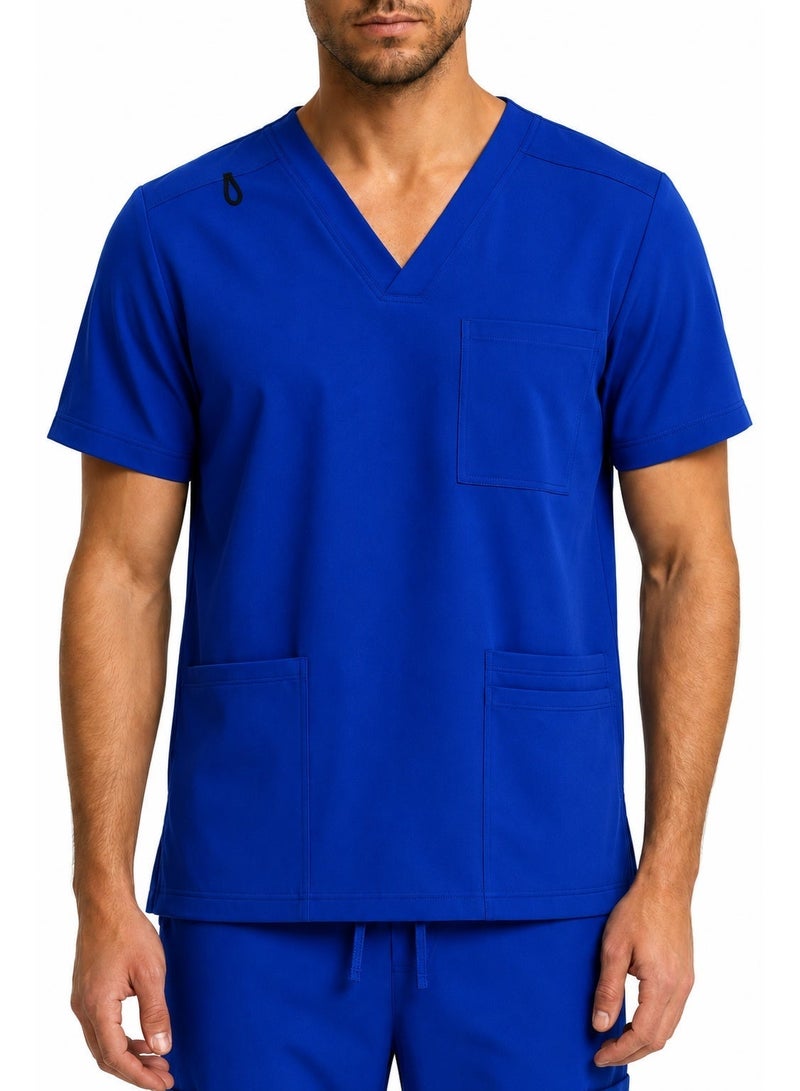 FITUP Men's Medical Scrub  Set | LMS 500  | V-Neck | 9 Pockets | Breathable | Lightweight | Hospital Uniform | Royal Blue - Image 2