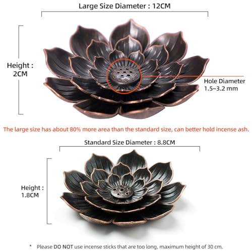 GARMOLY Large Incense Holder for Sticks Anti-Ash Spilling, Brass Lotus Incense Stick Holder and Detachable Ash Catcher - Image 2