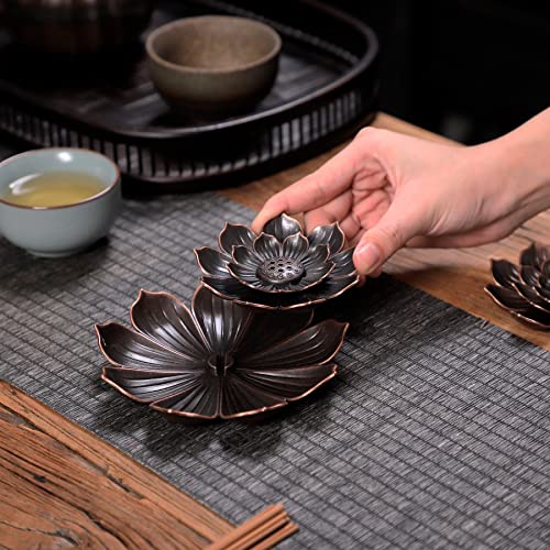 GARMOLY Large Incense Holder for Sticks Anti-Ash Spilling, Brass Lotus Incense Stick Holder and Detachable Ash Catcher - Image 5