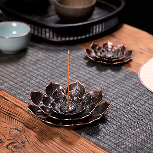GARMOLY Large Incense Holder for Sticks Anti-Ash Spilling, Brass Lotus Incense Stick Holder and Detachable Ash Catcher - Image 3