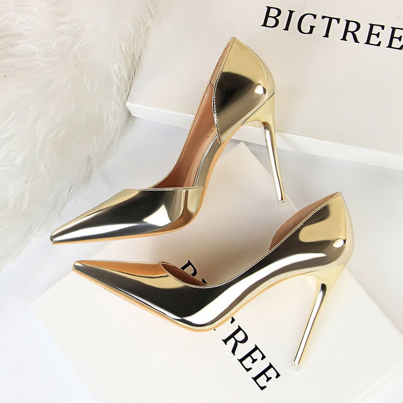 2025 Spring And Silver Girl'S Side Empty French High Heels Stiletto Heel All-Match Pointed Internet Celebrant Single-Layer Shoes - Image 4