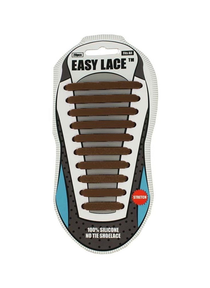 EASY LACE - Easy Lace Silicone Shoelaces Flat Brown - Image 1