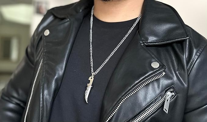 TEYRAH Silver Khanda Kirpan Pendant Jewellery For Men Necklace Sikh Neck Chain Khanda With Silver Chain Sikhism Pendant For Sikh Fashion Accessory Kirpans For Airport - Image 5