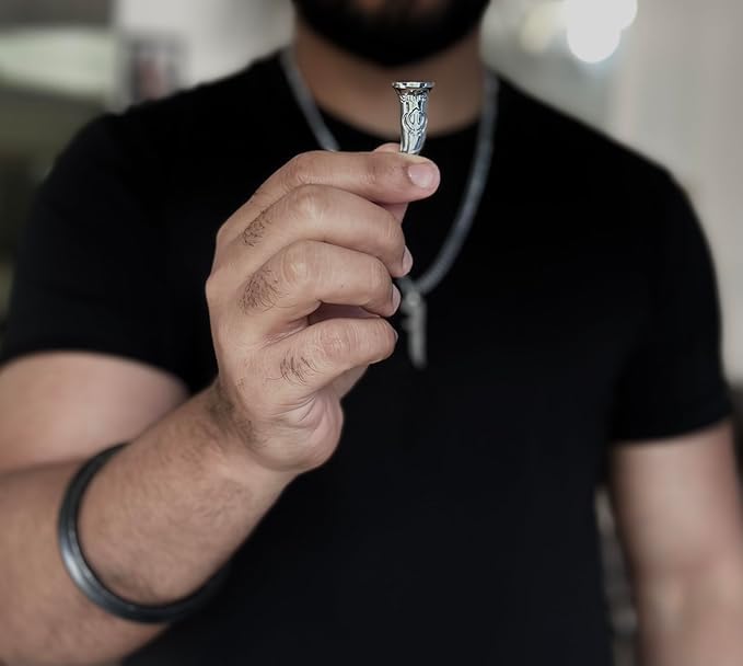 TEYRAH Silver Khanda Kirpan Pendant Jewellery For Men Necklace Sikh Neck Chain Khanda With Silver Chain Sikhism Pendant For Sikh Fashion Accessory Kirpans For Airport - Image 3