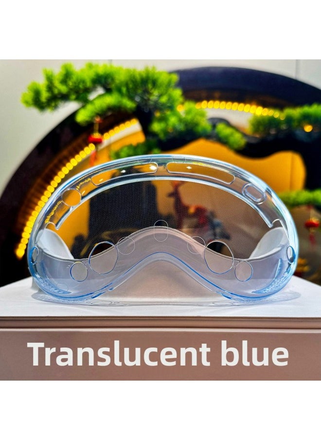 Generic For Apple VR Head Display Protective Cover For Apple Vision Pro Protective Cover Transparent Anti-drop Protective Case-Specifications:Fine Hole Transparent Blue + Packaging Box  - Image 1
