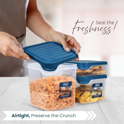 FLAIR Storewell Square Food Storage Containers Set of 3 (550 ML, 1150 ML, 1800 ML)- Blue, Air Tight Containers for Kitchen Storage Ideal kitchen box for Rice, Atta and Grains, BPA-Free, Food Grade - Image 4