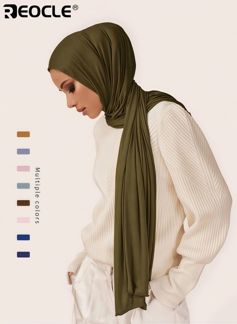 ريوكل حجاب نسائي بقبعة قطنية ناعمة وتصميم طويل لتغطية الرأس مع تنوع أزياء للارتداء المعتدل اليومي - Image 1