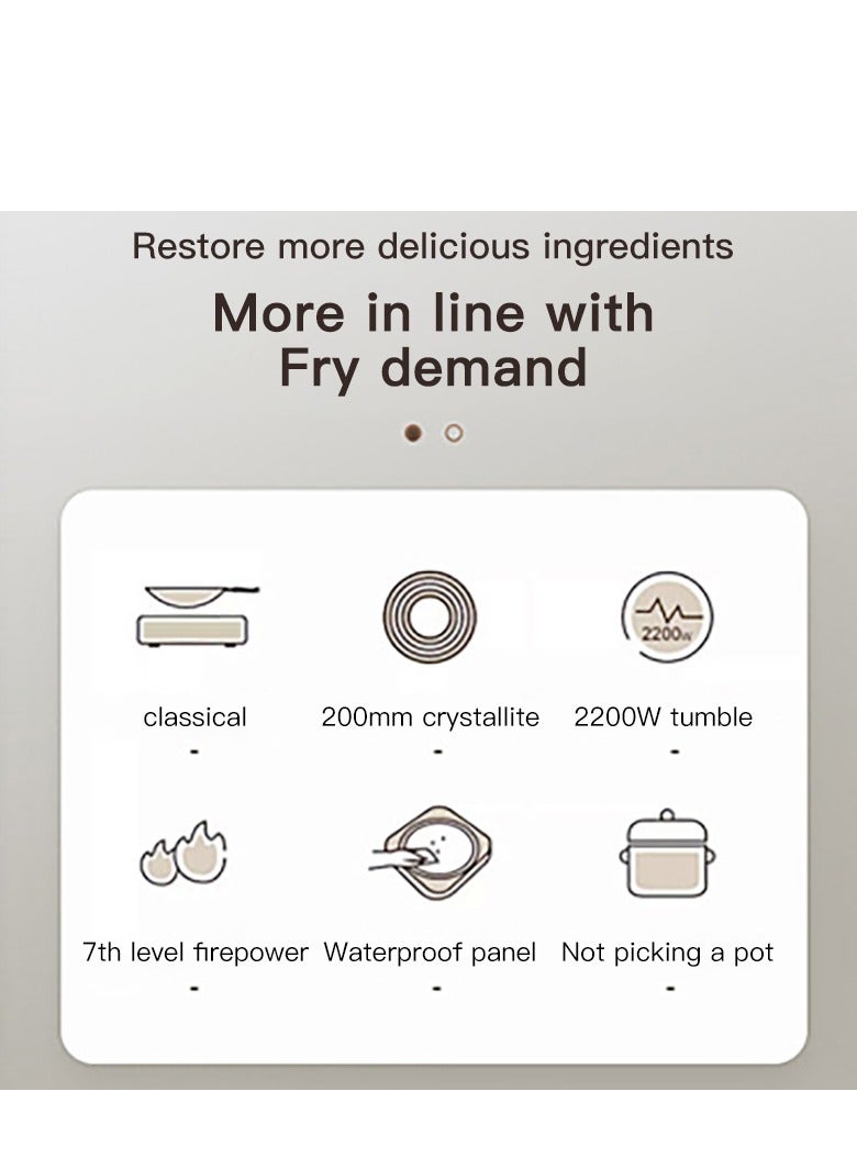 Aideli Portable Infrared Electric Cooker – Tabletop Ceramic Stove Burner with LED Digital Display, 5 Heat Levels, Rapid & Quiet Heating, Touch Control, Multi-Function Design, Overheat Protection - Image 2