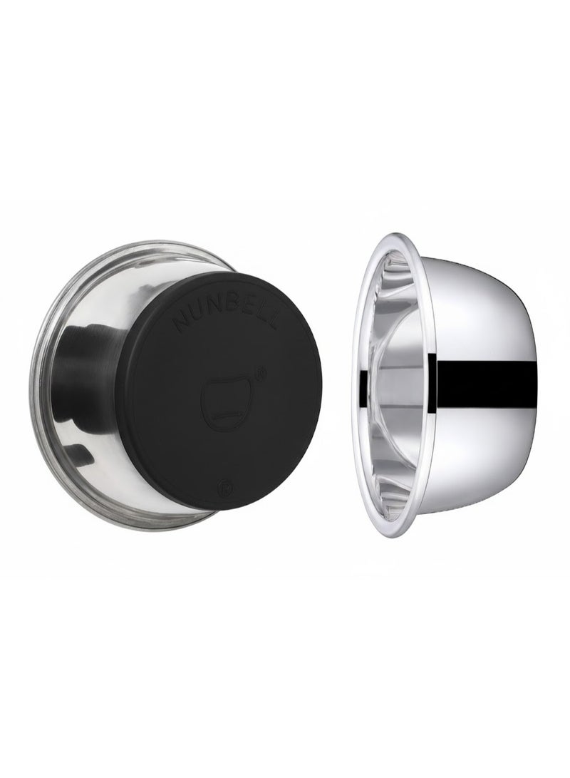 نونبيل وعاء طعام للحيوانات الأليفة من الفولاذ المقاوم للصدأ من نونبيل بقاعدة مانعة للانزلاق، 18 سم - Image 2