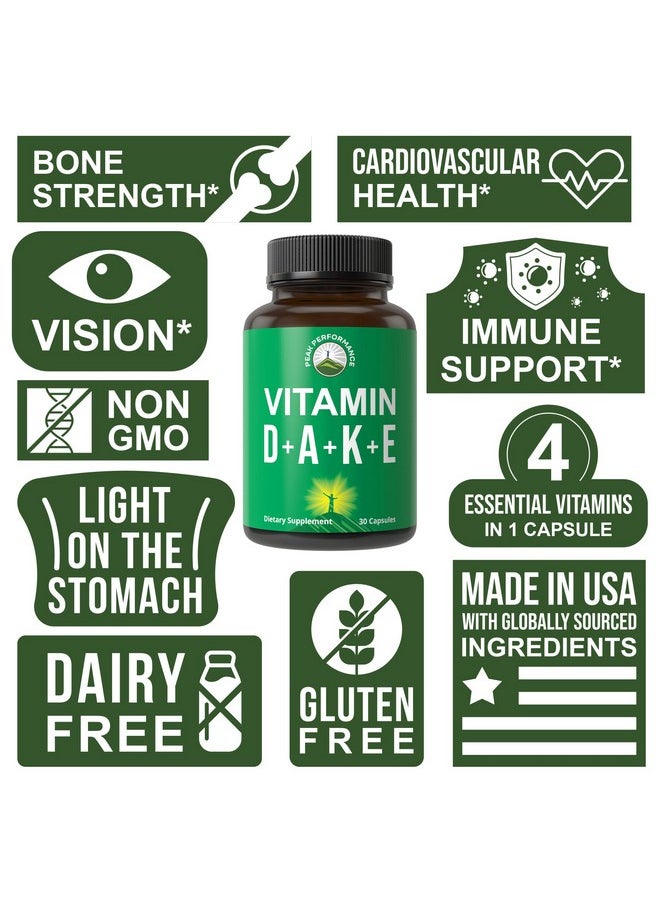 Peak Performance DAKE Vitamin Supplement. Vitamin D 5,000 iu + Vitamin A + Vitamin K + Vitamin E In 1 Vegan Capsule. ADK Vitamin Supplement With E. D3 K2. Essential Vitamins For Mood, Immune, Bone, Vision, Heart  - Image 3