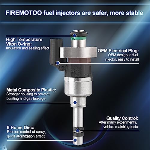 FIREMOTOO Fuel Injectors Set of 4 Compatible with Chevy Cruze 20162019 Equinox 20182019 Malibu 20162019 for GMC Terrain 20182019 for Buick Encore 20162019 FJ1293 55577403 12644767 6 Holes - Image 3