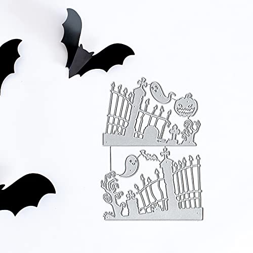 Heureppy Halloween Background Cutting Dies Halloween Die Cuts for Card Making, Halloween Fences Pumpkin Die Cut Embossing Stencil Template Tool for DIY Scrapbooking Photo Album Card Craft Decoration Supplies - Image 5