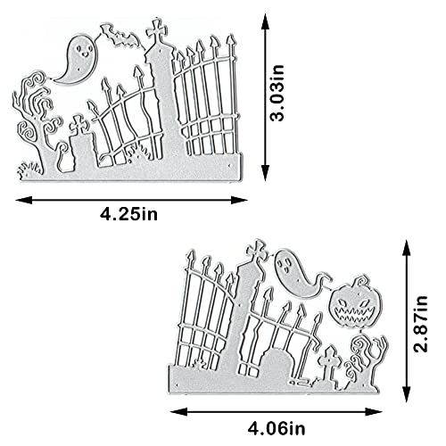 Heureppy Halloween Background Cutting Dies Halloween Die Cuts for Card Making, Halloween Fences Pumpkin Die Cut Embossing Stencil Template Tool for DIY Scrapbooking Photo Album Card Craft Decoration Supplies - Image 2
