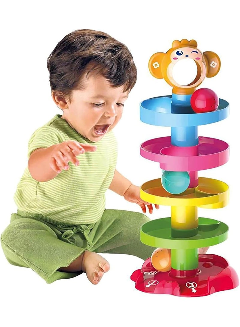 HUANGER Toddler Toys for 1 Year Old Boy Girls, Roll Swirling Tower for Baby & Toddler, 5 Layer Ball Drop Toys for Toddlers 1-3, Baby Learning Development Educational Activities Toy Birthday Gift.Rolling Ball Early Learning Hand-Grasping Toy for Babies - Image 1