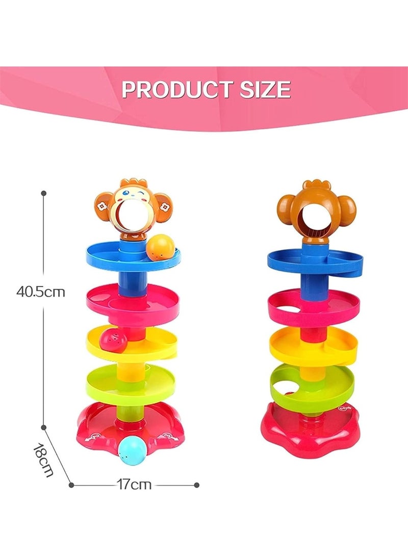 HUANGER Toddler Toys for 1 Year Old Boy Girls, Roll Swirling Tower for Baby & Toddler, 5 Layer Ball Drop Toys for Toddlers 1-3, Baby Learning Development Educational Activities Toy Birthday Gift.Rolling Ball Early Learning Hand-Grasping Toy for Babies - Image 2
