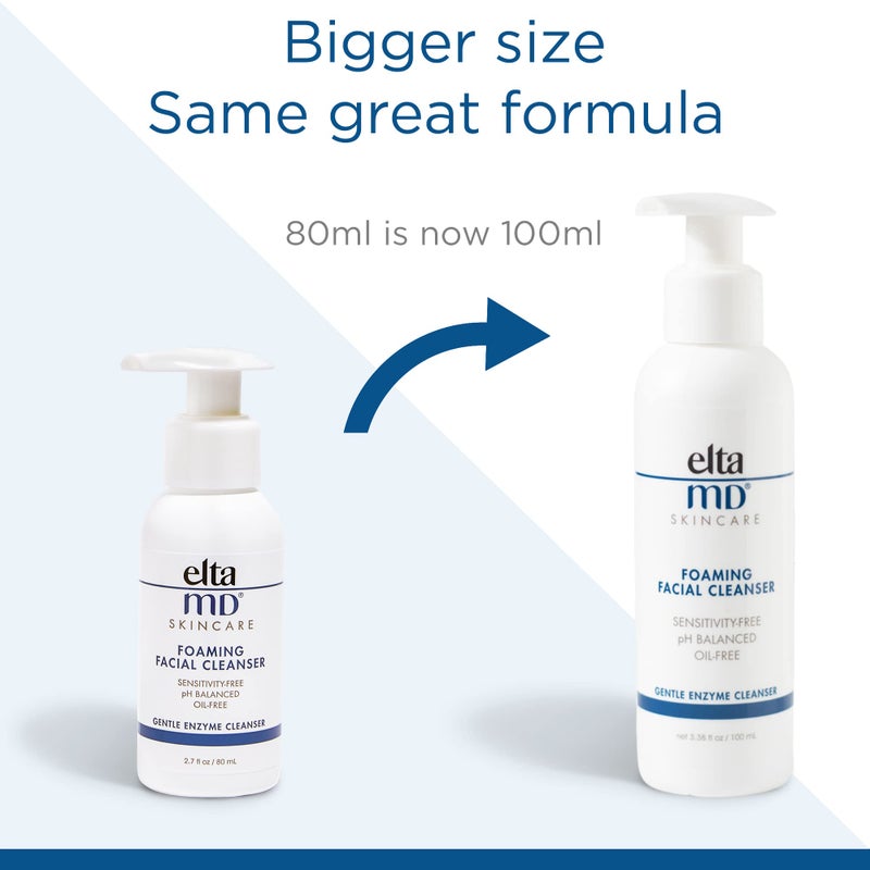 EltaMD Foaming Facial Cleanser Face Wash, Gentle Foaming Face Wash and Makeup Remover, Oil Free, 3.38 oz Pump - Image 2