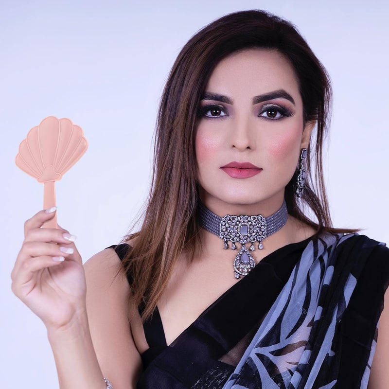 مرآة مكياج محمولة بغلاف وردي من DECHOUS، مزودة بمقبض، صغيرة وجميلة، مناسبة للسفر والعناية الشخصية والاستخدام في الفصول الدراسية - Image 4