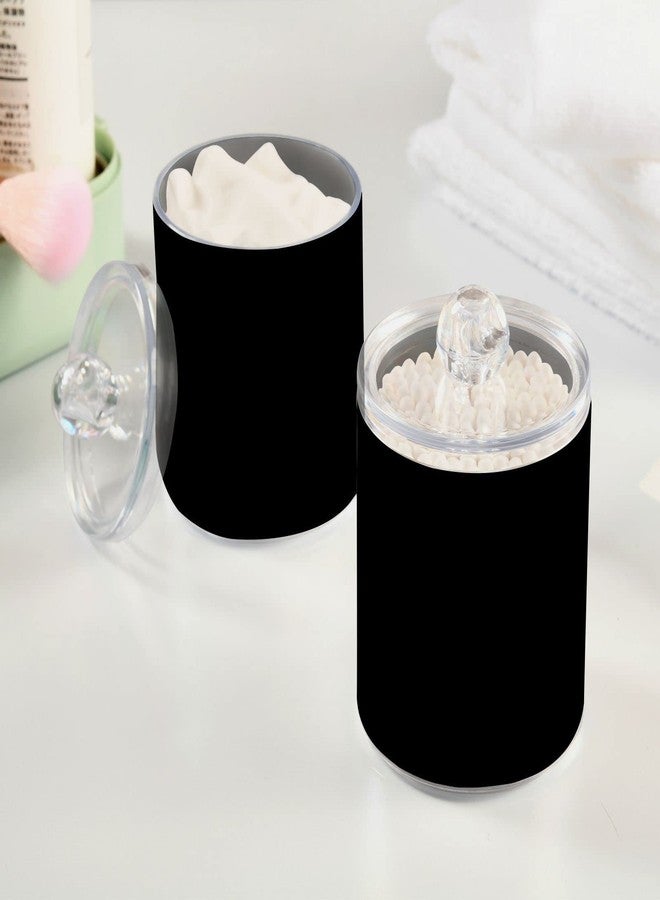 Eionryn Black Qtip Dispenser Apothecary Jars Bathroom Qtip Holder Storage Canister 10 Oz Plastic Jar for Cotton Ball Swab Round Pads Floss 4pcs - Image 4