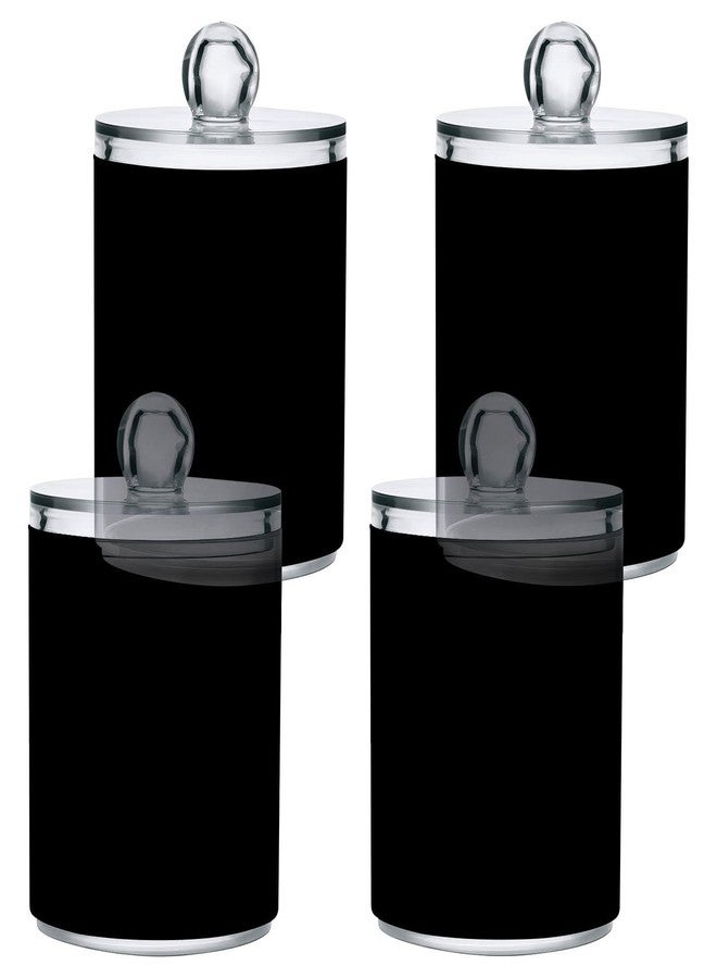 Eionryn Black Qtip Dispenser Apothecary Jars Bathroom Qtip Holder Storage Canister 10 Oz Plastic Jar for Cotton Ball Swab Round Pads Floss 4pcs - Image 1