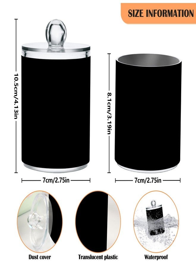 Eionryn Black Qtip Dispenser Apothecary Jars Bathroom Qtip Holder Storage Canister 10 Oz Plastic Jar for Cotton Ball Swab Round Pads Floss 4pcs - Image 2