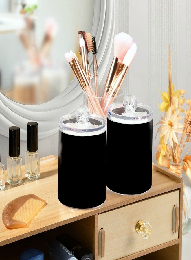 Eionryn Black Qtip Dispenser Apothecary Jars Bathroom Qtip Holder Storage Canister 10 Oz Plastic Jar for Cotton Ball Swab Round Pads Floss 4pcs - Image 5