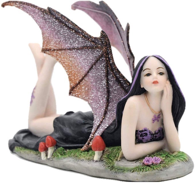 FAIRYLAND COLLECTION 6 DARK FAIRY WITCH SPIRIT FOREST LYING ON GRASSLAND FIGURINE HOME DECORATION AND COLLECTIBLES POLYRESIN