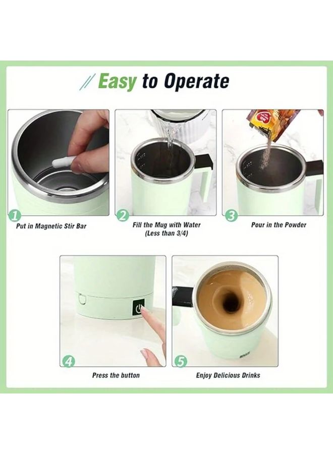 Automatic Stirring Travel Mug With Temperature Display And Straw Green USB Rechargeable Detachable Base Compatible With Various Containers Ideal For Coffee Milk Chocolate Mocha Perfect Gift For Christmas Halloween Easter Valentine Day Thanksgiving - Image 2
