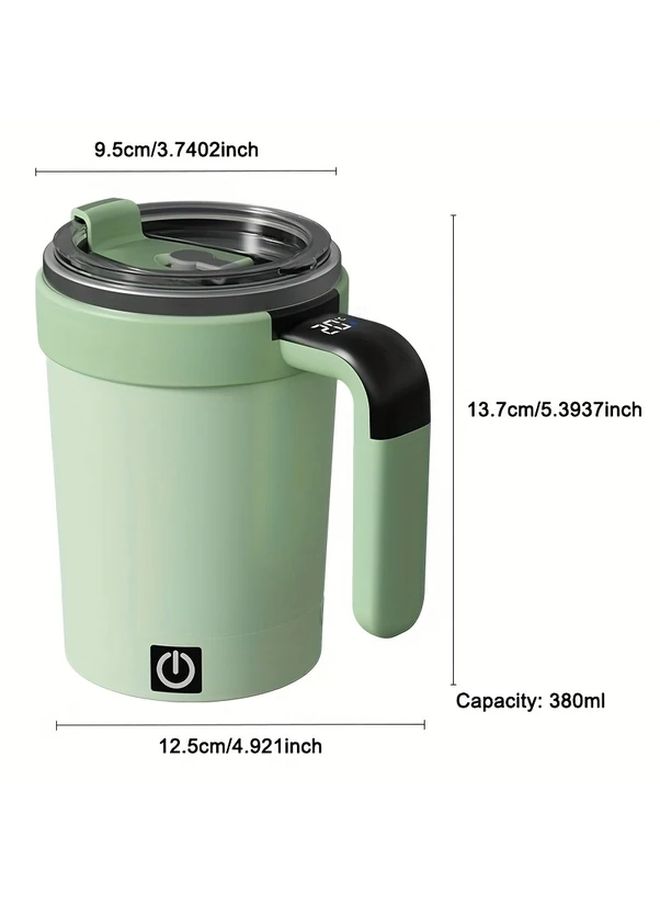 Automatic Stirring Travel Mug With Temperature Display And Straw Green USB Rechargeable Detachable Base Compatible With Various Containers Ideal For Coffee Milk Chocolate Mocha Perfect Gift For Christmas Halloween Easter Valentine Day Thanksgiving - Image 4