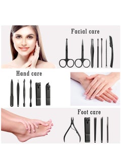 Arabest Manicure Set Pedicure Kit Nail Clippers Sets - Professional Grooming Kit High Precision Stainless Steel Nail Cutter Nail File Sharp Nail Scissors and Clipper Fingernails with stylish case（black）  - Image 3