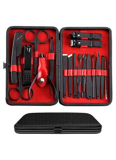 Arabest Manicure Set Pedicure Kit Nail Clippers Sets - Professional Grooming Kit High Precision Stainless Steel Nail Cutter Nail File Sharp Nail Scissors and Clipper Fingernails with stylish case（black）  - Image 1