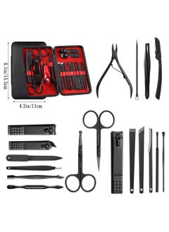 Arabest Manicure Set Pedicure Kit Nail Clippers Sets - Professional Grooming Kit High Precision Stainless Steel Nail Cutter Nail File Sharp Nail Scissors and Clipper Fingernails with stylish case（black）  - Image 2