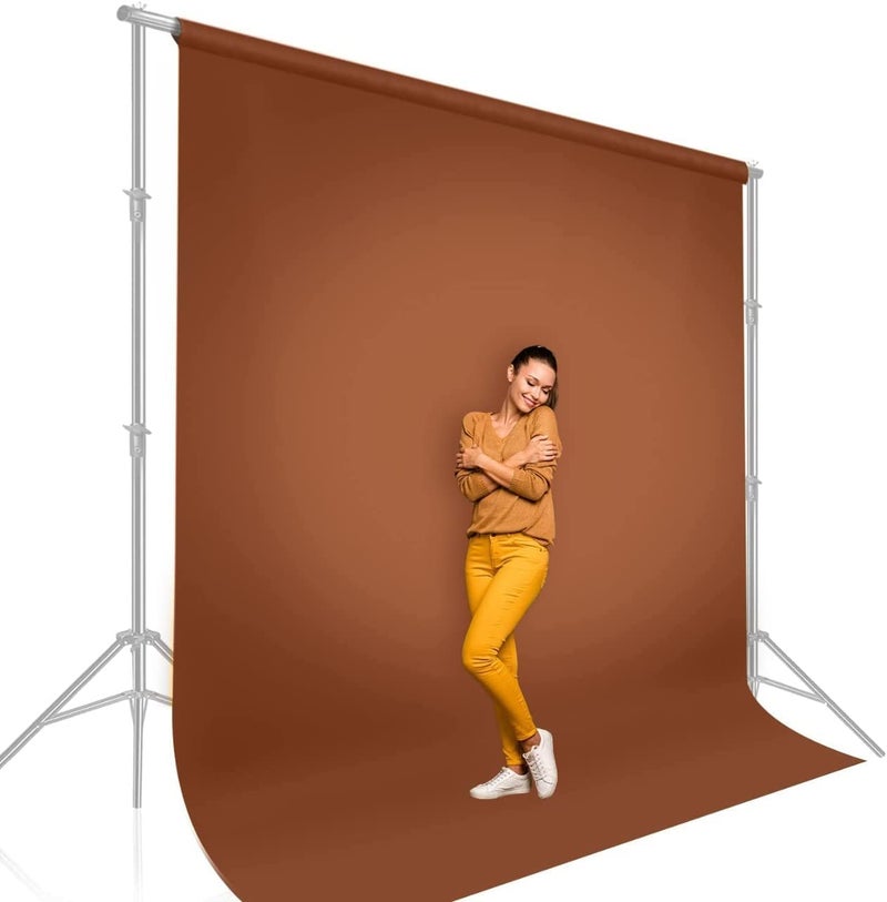 HomeArt 8x12 Ft. Wrinkle-Free Brown Backdrop Background Screen Curtain for Product Photography, Photoshoot, Video Production, YouTube Live Streaming, VFX Editing, Instagram Reels - Image 2