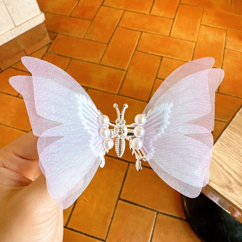 Generic New Moving Butterfly Hanfu Headwear Antique Hair Clip Chinese Style Childrens Hair Clip for Girls Baby Childrens Hair Accessories 5# light blue spring butterfly (opp bag)