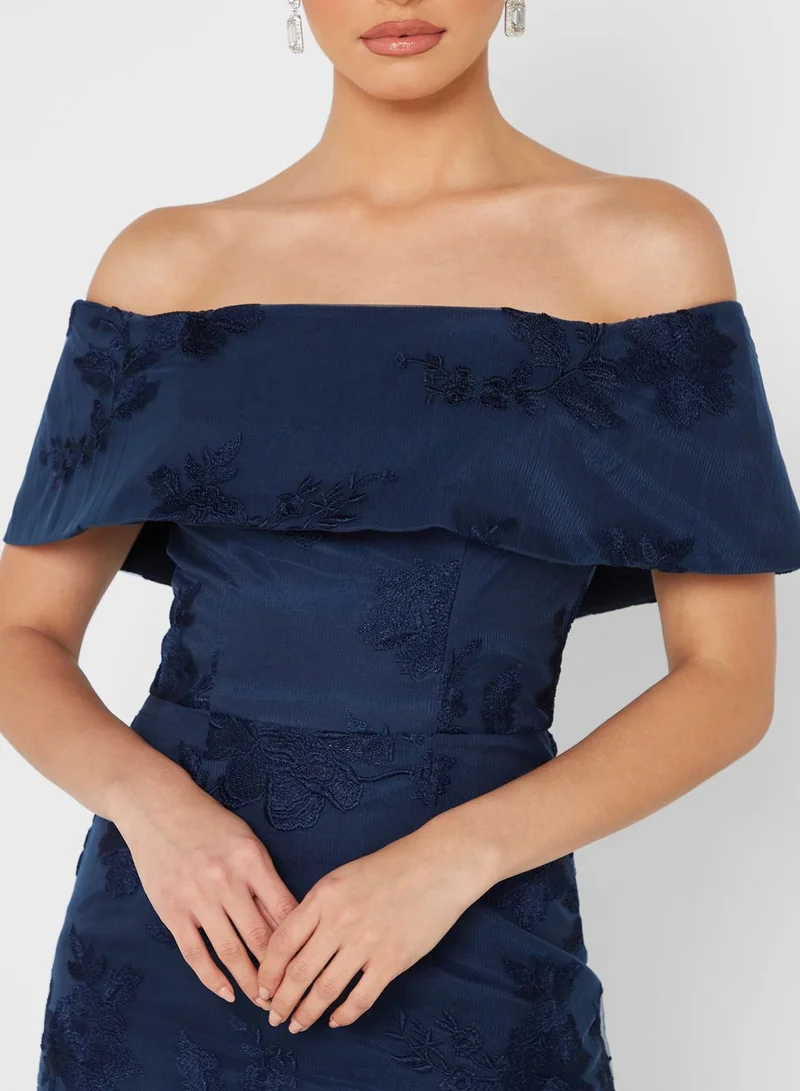 Chi-Chi London Bardot Embroidered Dress