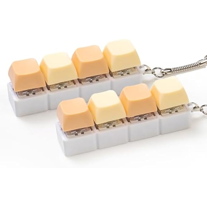 Sumgsn 2 Pcs Keyboard Fidget Toy Clicker Keyboard Keychains for Adult Stress Relief and Anxiety (Yellow) - Image 1