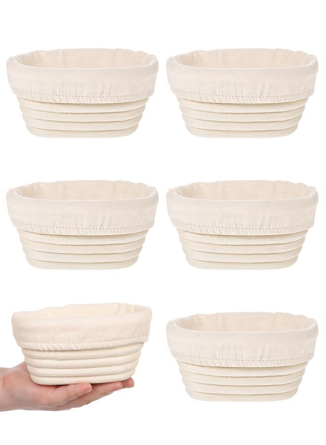 EupHHonycs 6 Set 6 Inch Oval Banneton Bread Proofing Basket Dough Proofing Bowls Kit with Cloth Liner Small Banneton Basket Proofing Baskets for Home Sourdough Bakers Supplies - Image 1