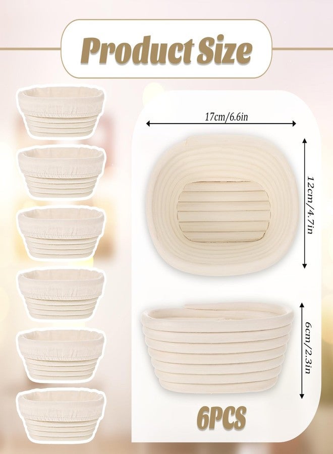 EupHHonycs 6 Set 6 Inch Oval Banneton Bread Proofing Basket Dough Proofing Bowls Kit with Cloth Liner Small Banneton Basket Proofing Baskets for Home Sourdough Bakers Supplies - Image 2