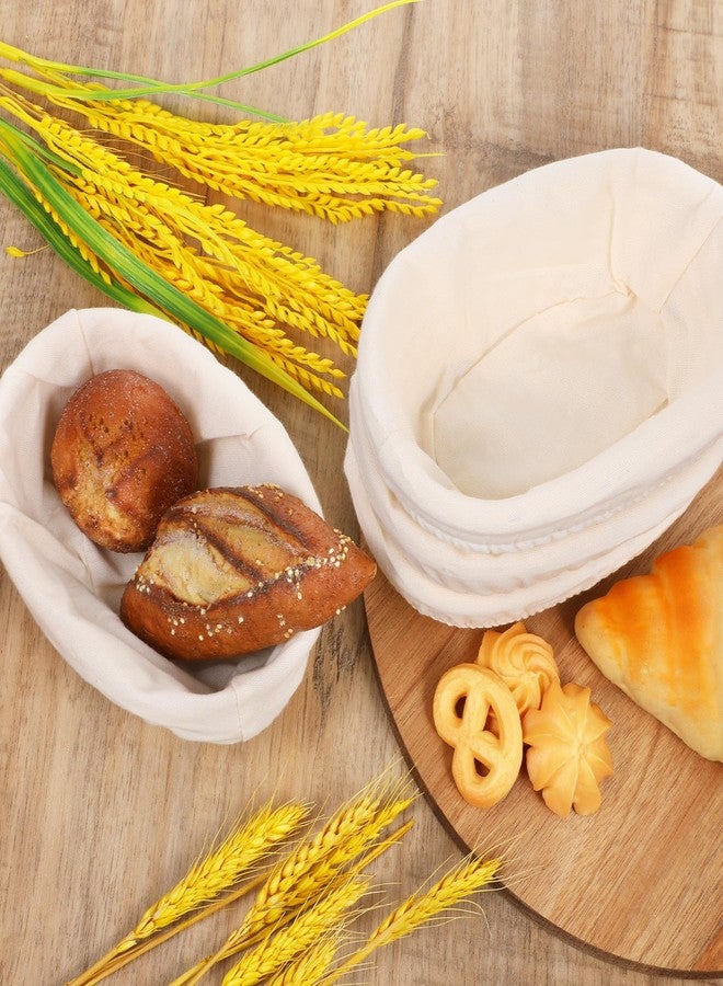 EupHHonycs 6 Set 6 Inch Oval Banneton Bread Proofing Basket Dough Proofing Bowls Kit with Cloth Liner Small Banneton Basket Proofing Baskets for Home Sourdough Bakers Supplies - Image 3