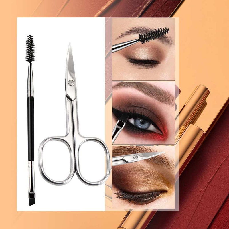 Lovinee Eyebrow Scissors and Eyebrow Brush, Shaping Curved Craft Stainless Steel Scissors for Eyebrow Eyelash Extensions - Image 5