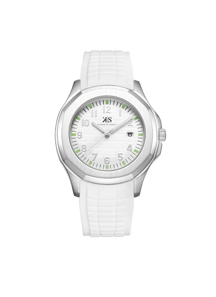 KENNETH SCOTT Kenneth Scott K24014-SSWW Men's Analog Display Watch & Silicone Strap White