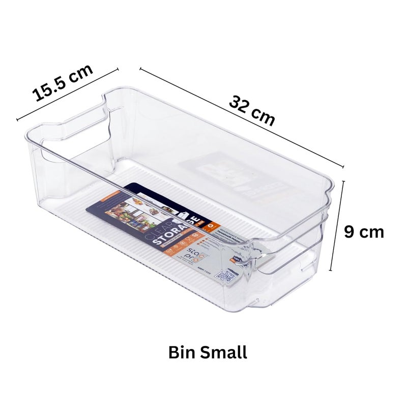 StacPro Plastic Pantry Organizer Bins | Fridge Storage Boxes | Refrigerator Containers | Organiser for Pantry, Cabinet, Freezer | Containers for Food, Drinks & Snacks (Small, 32x15.5x9, Pack of 1) - Image 2