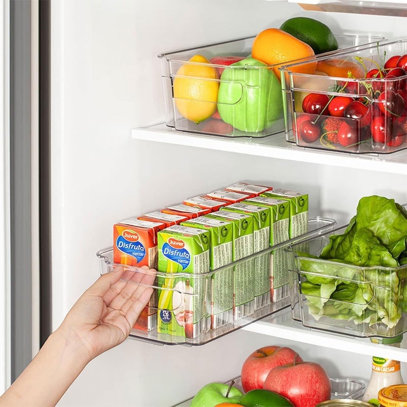 StacPro Plastic Pantry Organizer Bins | Fridge Storage Boxes | Refrigerator Containers | Organiser for Pantry, Cabinet, Freezer | Containers for Food, Drinks & Snacks (Small, 32x15.5x9, Pack of 1) - Image 4