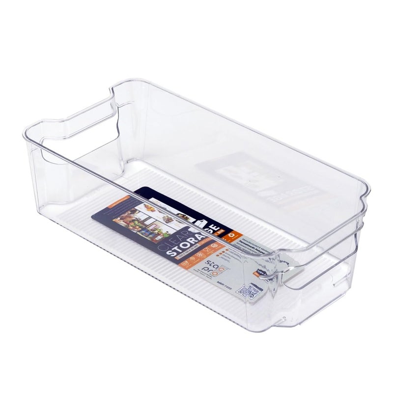 StacPro Plastic Pantry Organizer Bins | Fridge Storage Boxes | Refrigerator Containers | Organiser for Pantry, Cabinet, Freezer | Containers for Food, Drinks & Snacks (Small, 32x15.5x9, Pack of 1) - Image 1